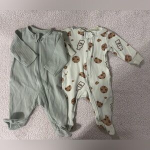 Carter's Green and Cream Cookie Print One Pieces